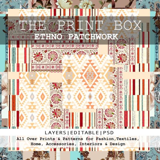 Print Box Ethno Patchwork | Ethnic Textile Patterns & Patchwork Deco Collection of Prints