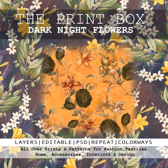 Print Box Dark Night Florals - All Over Prints & Patterns