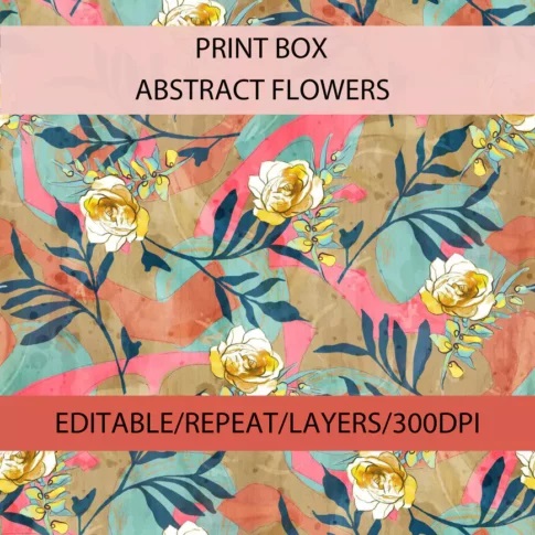 Print Box Abstract Flowers